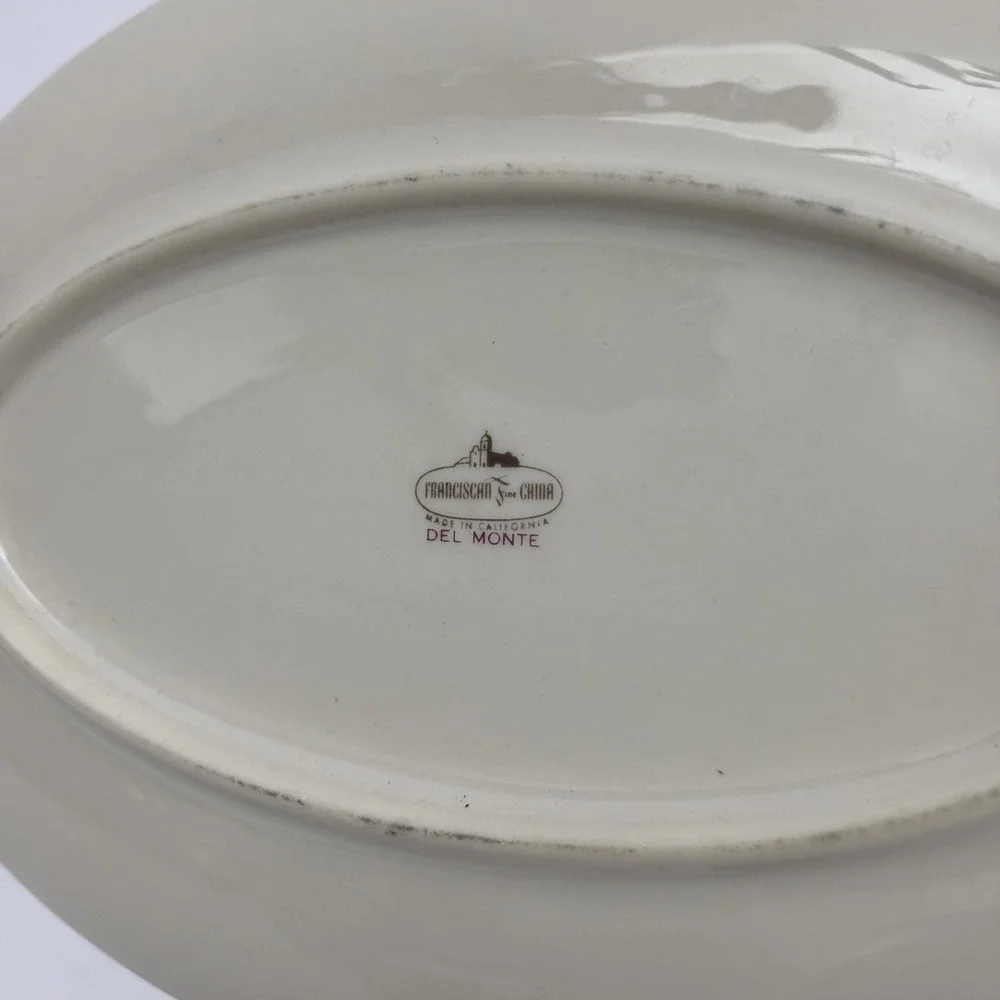 Vintage Franciscan Fine China Del Monte Cream Gold Accent Gravy Boat Underplate‎